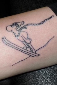 手臂简约吊死的卡通人物纹身图案