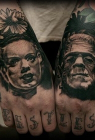 手部恐怖电影英雄肖像纹身图片