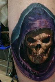 幽灵般的彩绘死神头像纹身图案