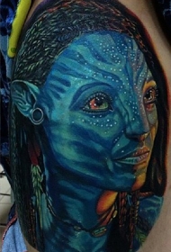 美丽女性阿凡达肖像彩色纹身图案