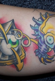 眼球和燕子创意彩绘纹身图案