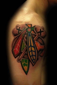 肩部印彩色有趣的印度符号纹身图片