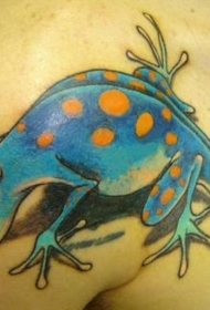 肩部彩色卡通疯狂的蜥蜴纹身图片