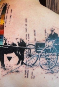 背部不寻常风格的马车字母纹身图案