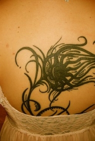 背部部落蒲公英图腾纹身图案