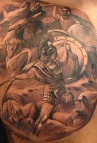 胸部好看的大规模战斗纹身图案