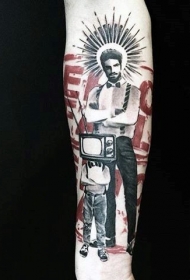 手臂PS图象处理软件风格的黑人男孩纹身