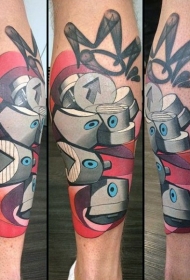 腿部全新学校风格彩色滑稽按钮纹身