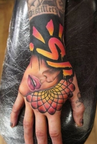 newschool鲜艳色彩的女性肖像纹身图案