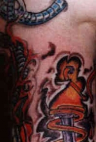 生物力学摩托车发动机纹身图案