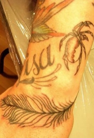 手部动物的主题蜘蛛羽毛纹身图案