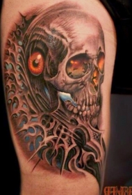 难以置信的彩色骷髅与眼睛纹身图案