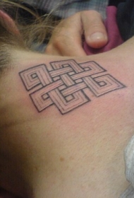 颈部佛教符号黑色纹身图案