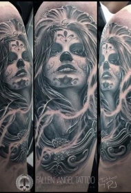 墨西哥风格女生肖像纹身图案