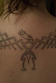 黑白部落风黑色凤凰纹身图案