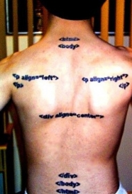 背部个性独特的字符纹身图案