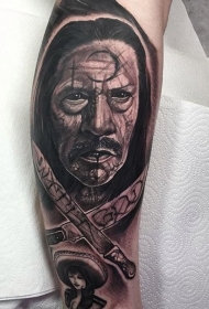 令人惊讶的写实黑白电影英雄人物纹身图案