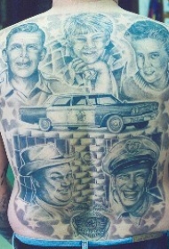 满背不同的影视人物肖像纹身图案