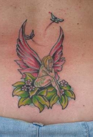 绿色植物和精灵纹身图案