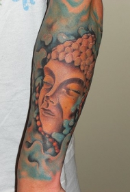 手臂彩色佛像纹身图案