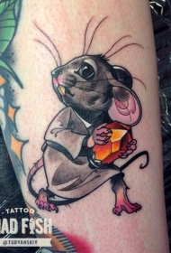 彩色的老鼠偷钻石卡通纹身图案