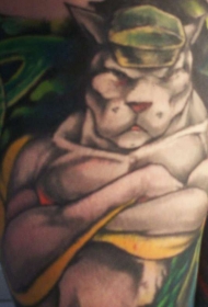 人身体的狗头士兵纹身图案