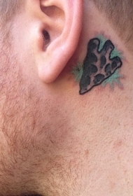 耳后卡通彩色的箭头纹身图案