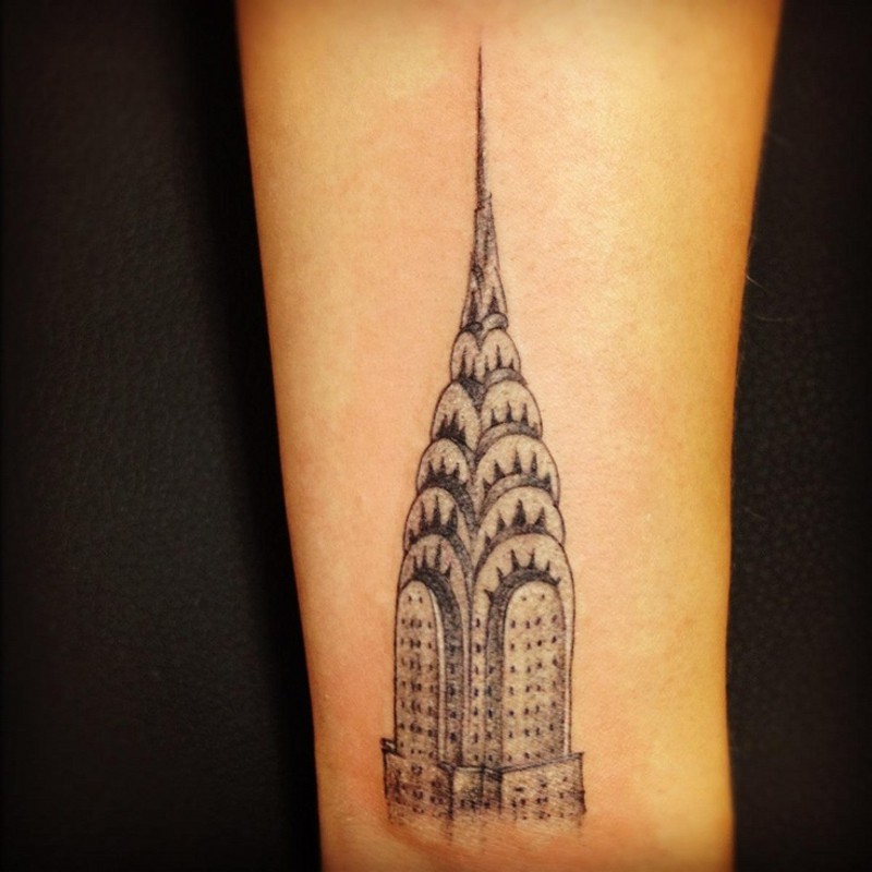 手腕黑色的个性国帝国大厦纹身图案