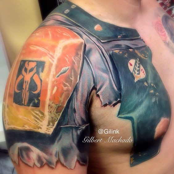 半甲华丽的幻想盔甲彩绘纹身图案