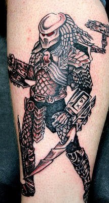 战斗武士黑灰风格纹身图案