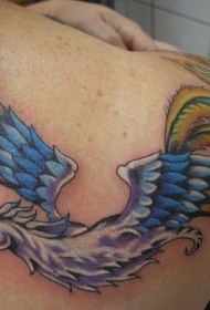 五颜六色的鸟肩部纹身图案