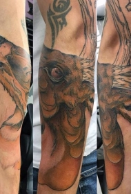 new school彩色鹿与角鹿纹身图案