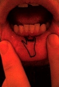 嘴唇内的手纹身图案