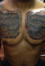 半甲简单的黑灰翅膀纹身图案