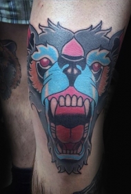 膝盖old school彩色邪恶猴子头部纹身图案