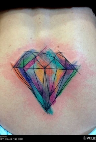 水彩风格钻石纹身图案