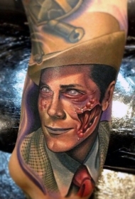 手臂old school彩色僵尸男子纹身图案