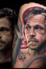 写实皮特电影英雄肖像纹身图案
