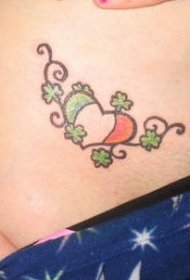 腰部彩色爱尔兰心形纹身图案