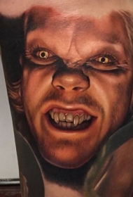 逼真的彩色邪恶吸血鬼肖像纹身图案