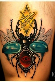 彩色的昆虫与眼睛纹身图案