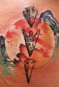 可怕的五彩箭头和神秘圆圈纹身图案