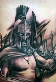 腹部棕色真实的电影斯巴达勇士纹身