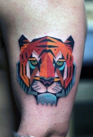 大臂new school彩色老虎头像纹身图案
