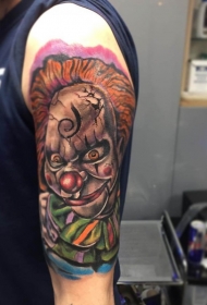 彩色卡通疯子小丑手臂纹身图案