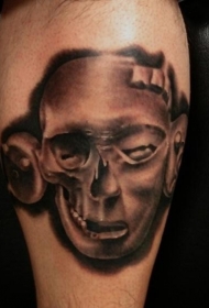 石头般的黑白色神秘面具纹身图案