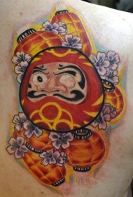 老学校的风格色彩色不倒翁纹身图案