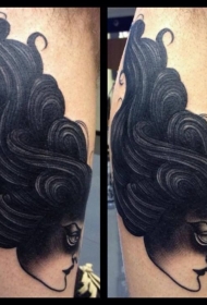 手臂另类风格的女人头纹身图案