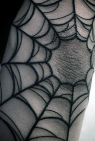 手臂黑色的蜘蛛网纹身图案