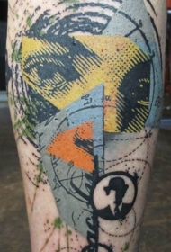 各种人物和眼睛黑色小腿纹身图案